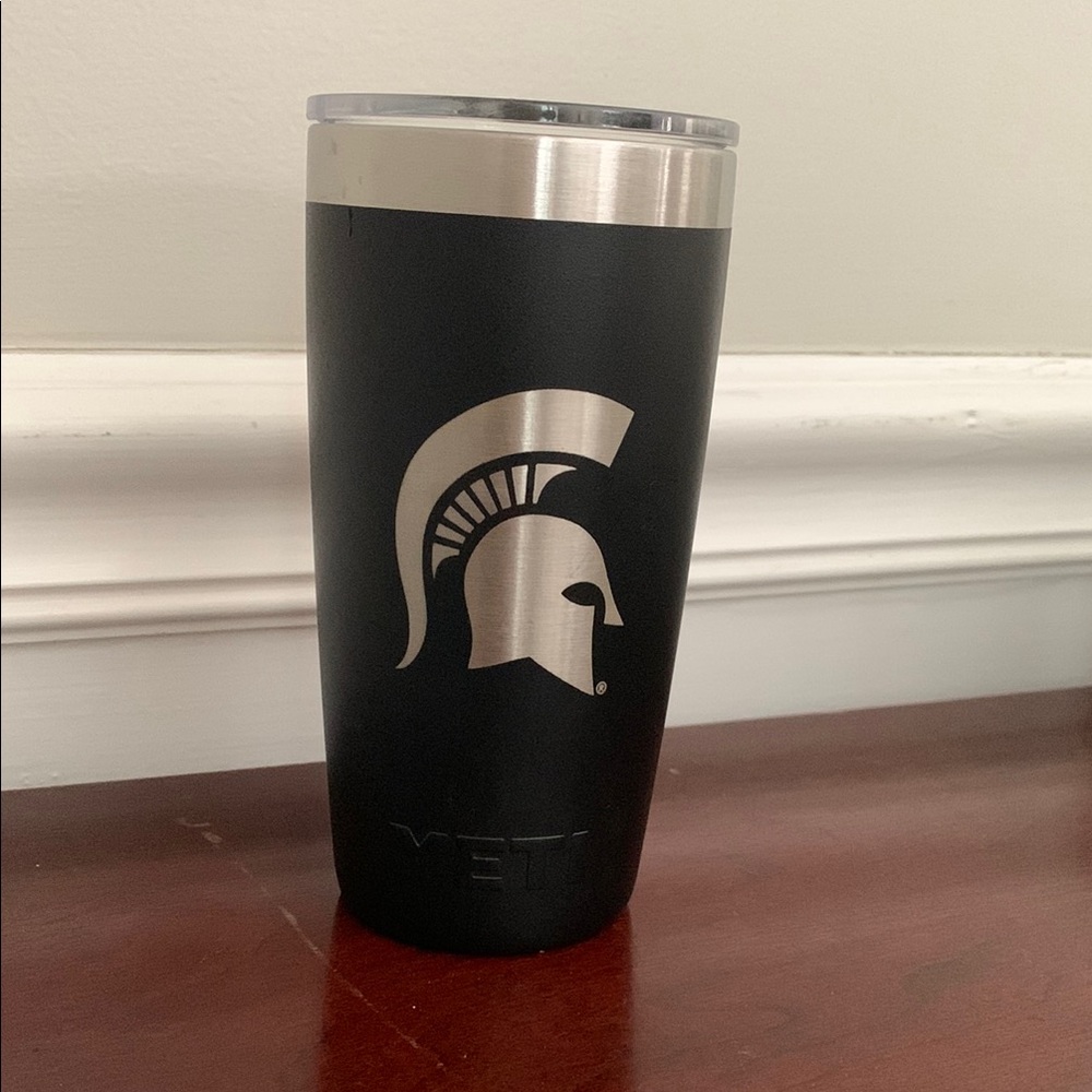YETI Black Tumbler with Silver Logo-10 ounce tumbler